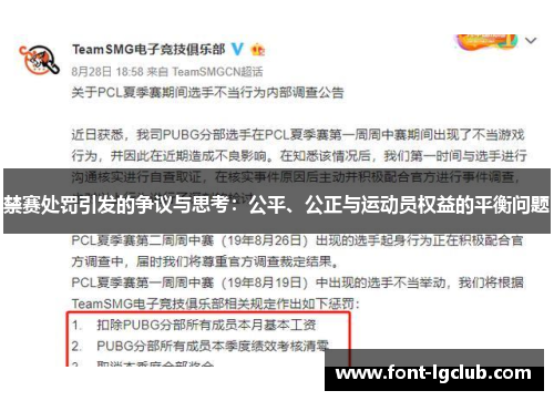 禁赛处罚引发的争议与思考：公平、公正与运动员权益的平衡问题
