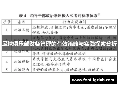 足球俱乐部财务管理的有效策略与实践探索分析